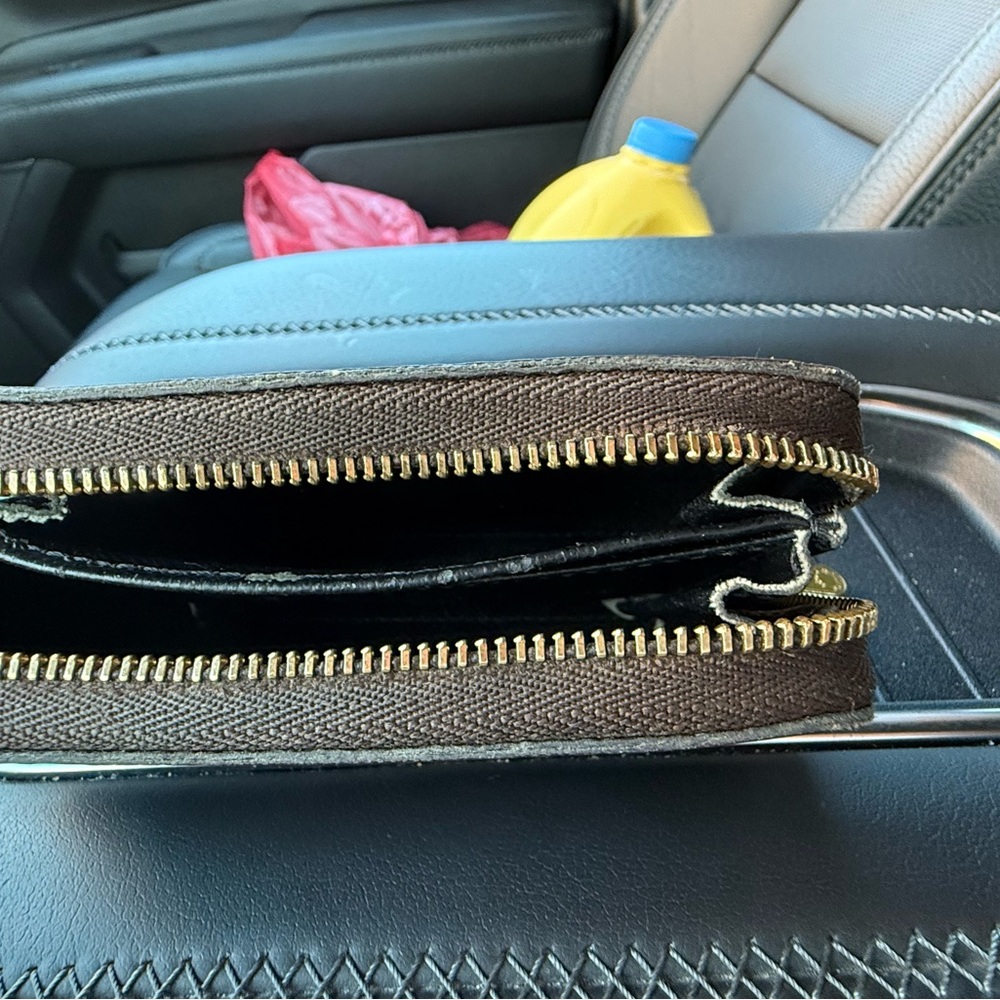 Louis Vuitton Dark Brown Men's Wallet with Gold Zipper